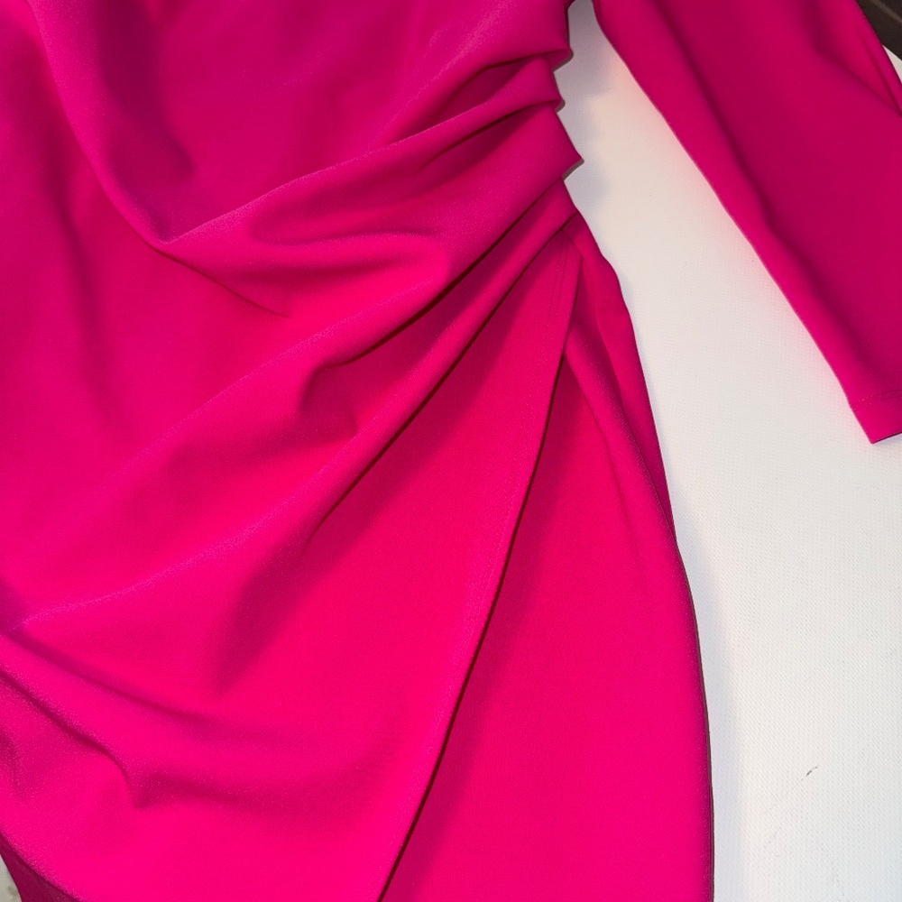 JOSEPH RIBKOFF Dress Pink Stretch Twill Sheath Office Secy  / Puff Sleeves sz 10 - Picture 9 of 14